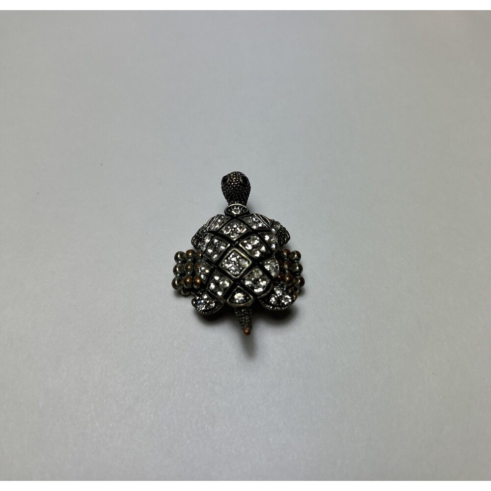 Vintage Sterling Silver & Rhinestone Turtle Tortoise Expandable Elastic Ring